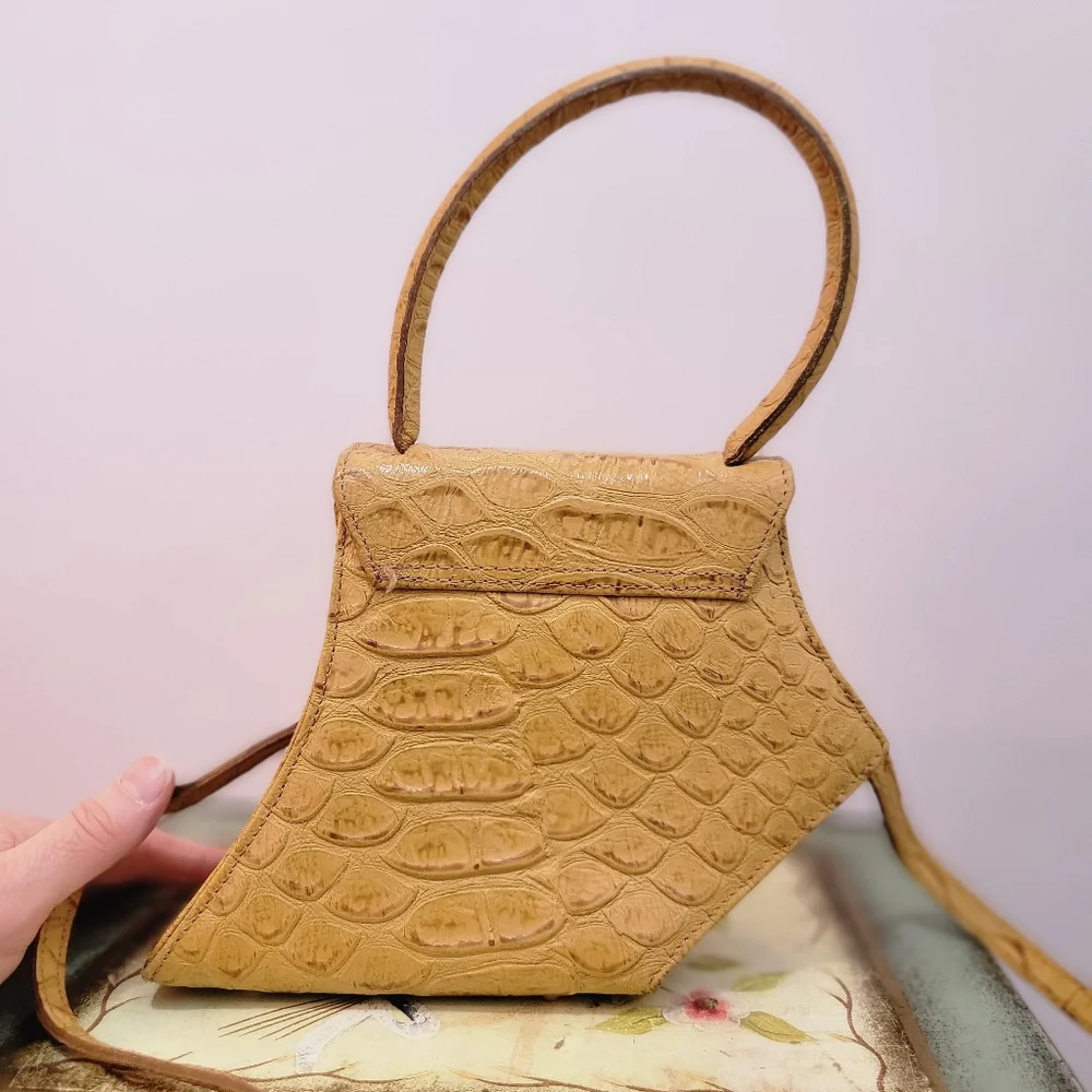 Sergio Cerruti Roma Vintage Avante Garde Mini Tan Leather Handbag - Picture 2 of 14